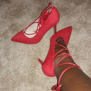 Brash heels never worn!! Lace up.