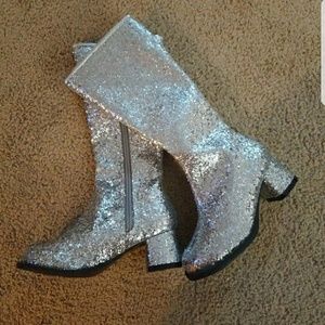 NEW Silver Glitter Go Go Boots