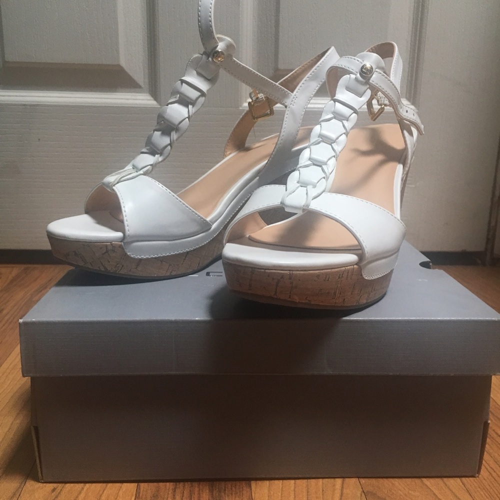 Liz Claiborne Braided White Wedge Heels