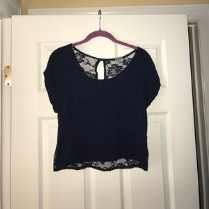 Navy Blue Crop Top