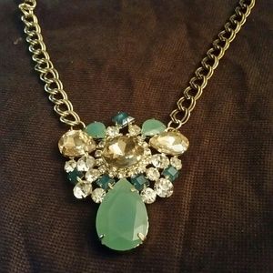 Jade and rhinestone necklace