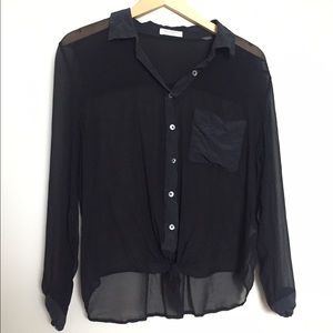 Sheer Black Equipment Button Down