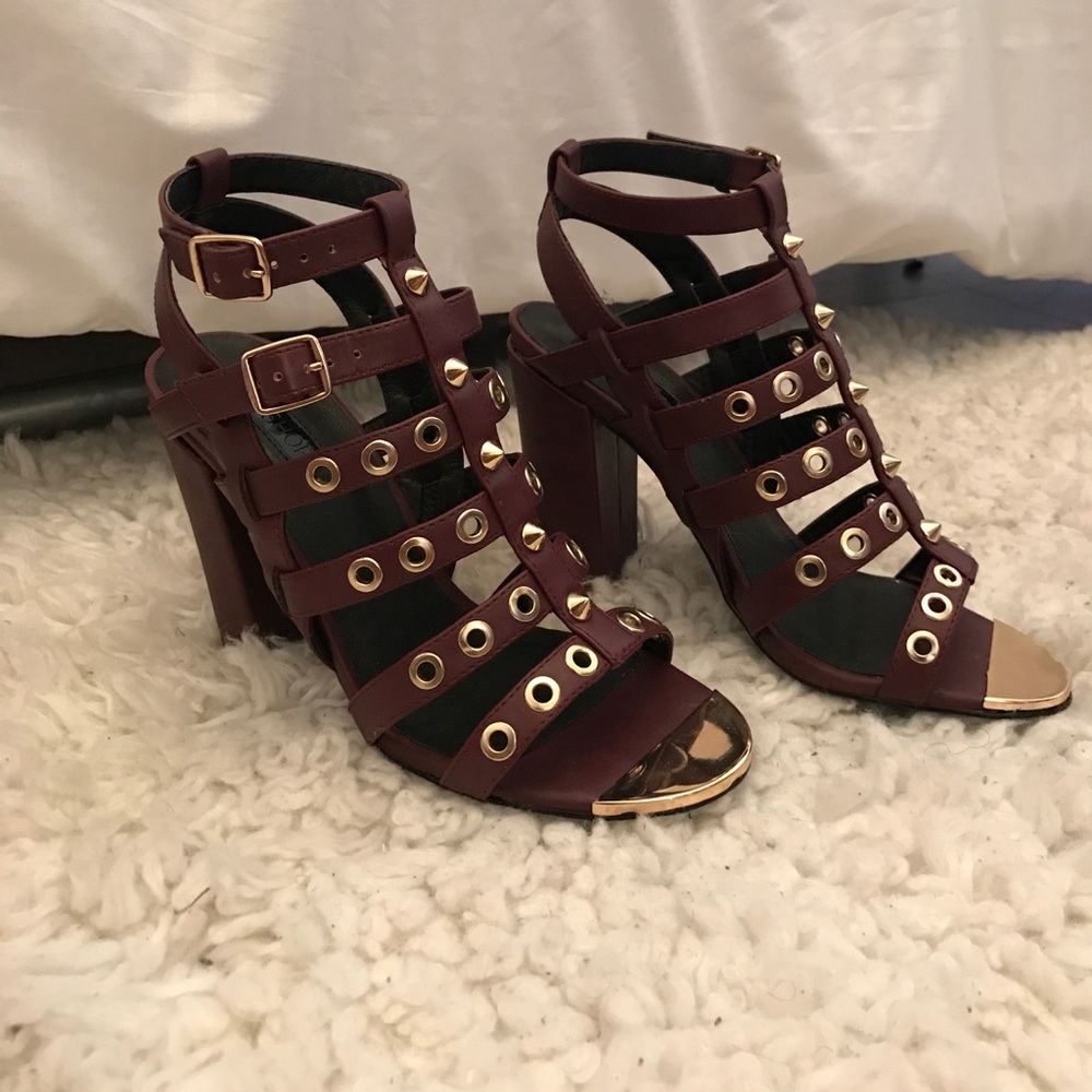 Burgundy cage heels