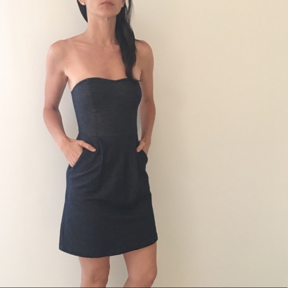Navy Strapless Dress
