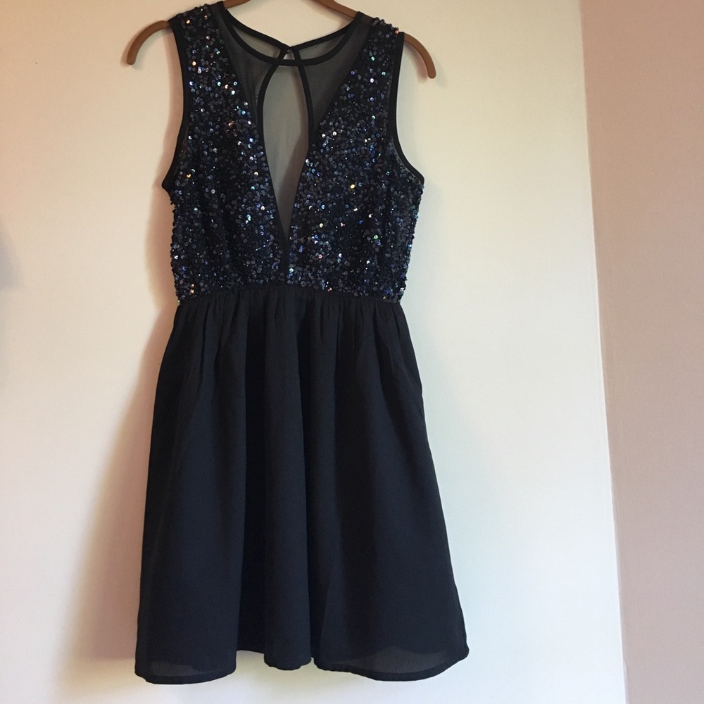 Sequin Deep Plunge Dress