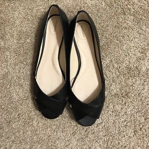 Open Toe Black Flats
