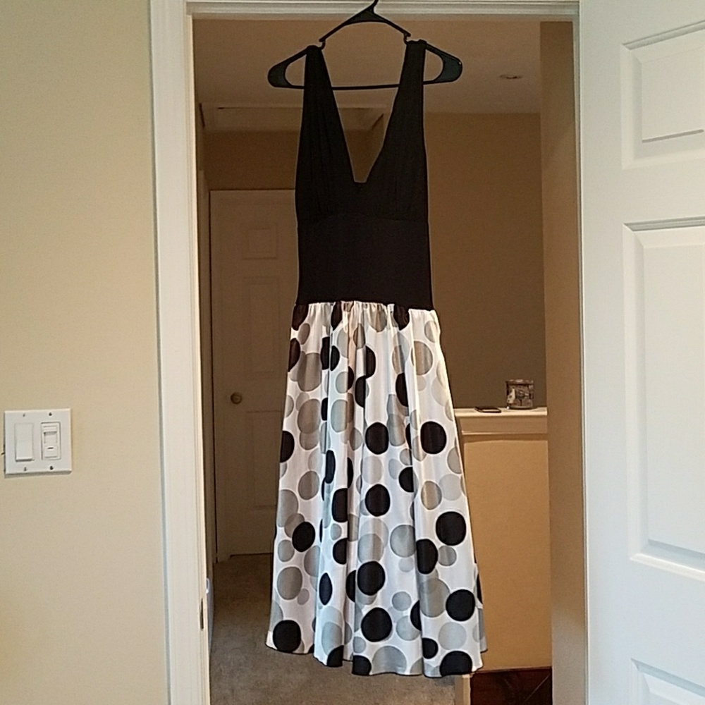 Worn once,  black silver and white halter dress