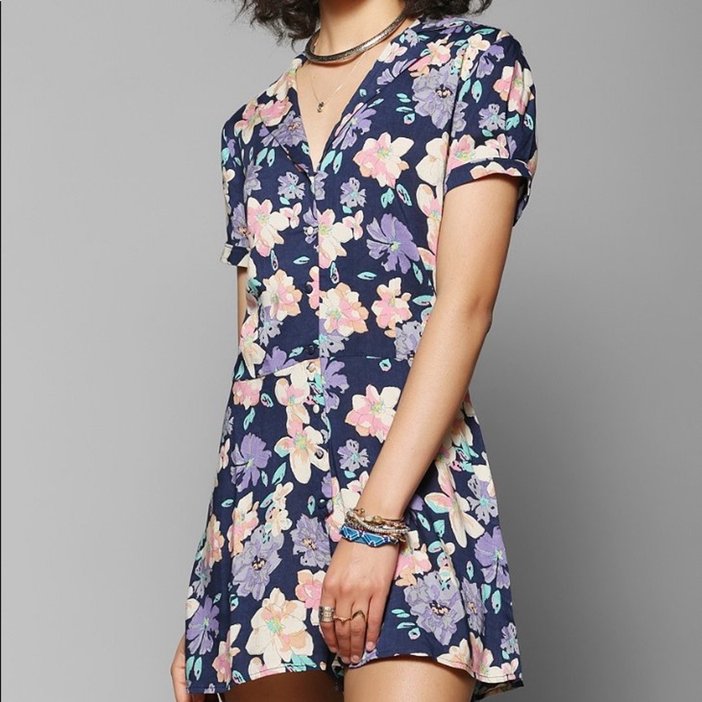 Urban Outfitters Floral Button-Down Romper size S