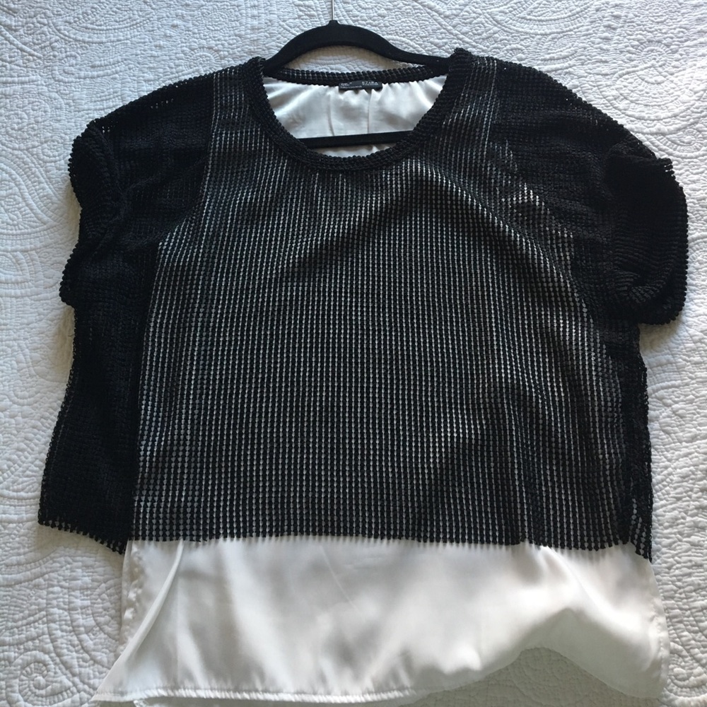 Zara black and white top