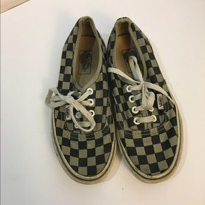 Gray black checkered lace up vans size 6 women