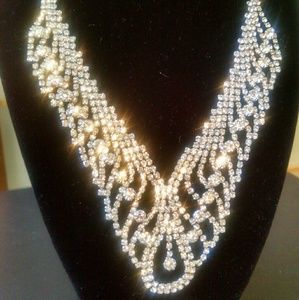 Rhinestone Crystal Embellished Statement Necklace