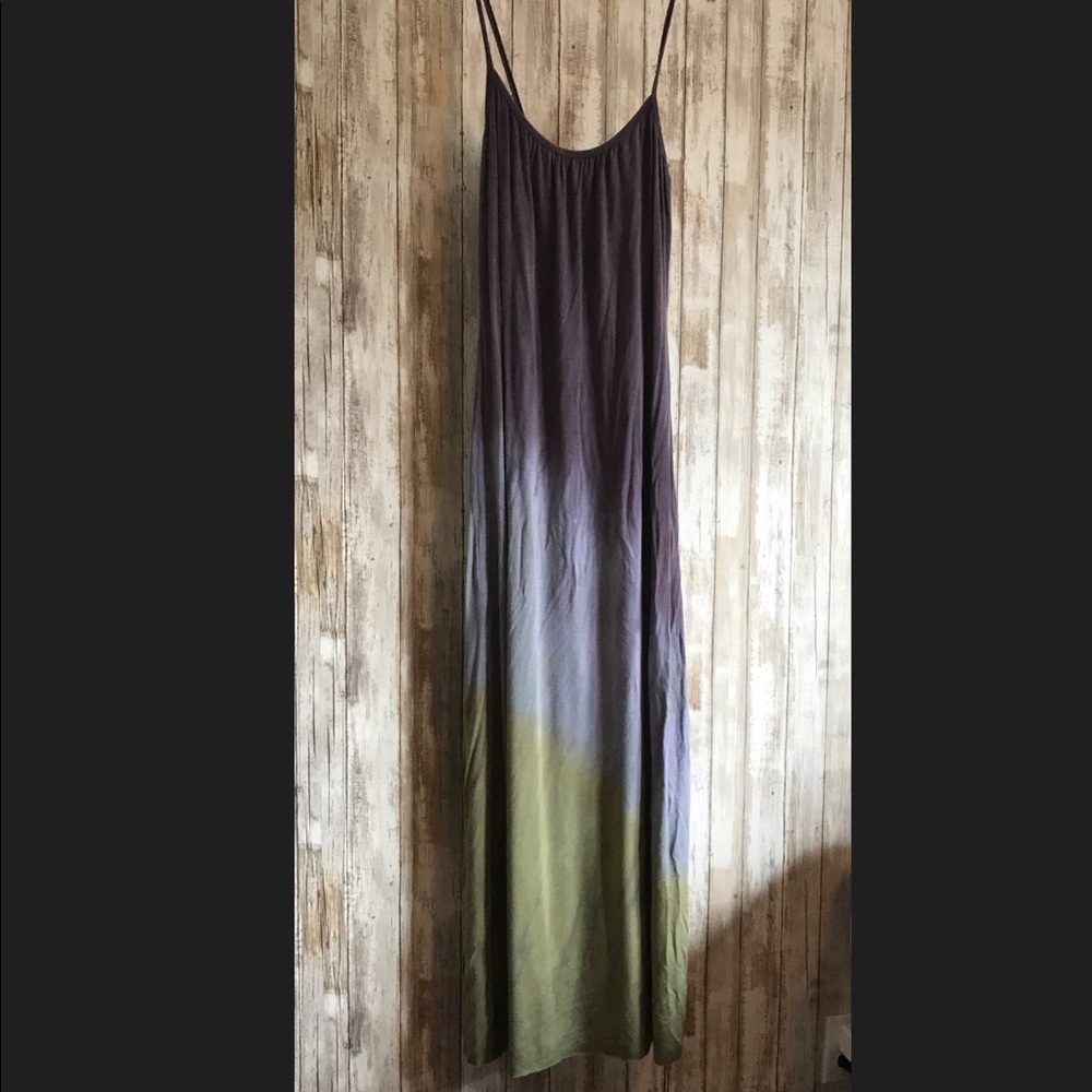 Yogi ombre green purple maxi dress s Small ! RARE