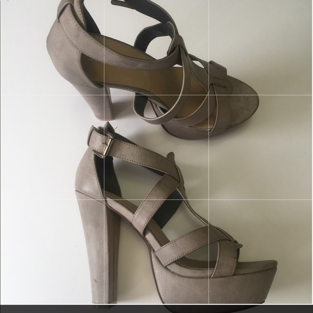 Grey chunky heels