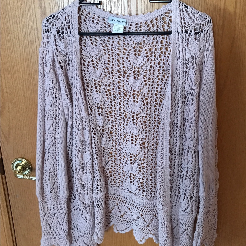 Pink crocheted cardigan