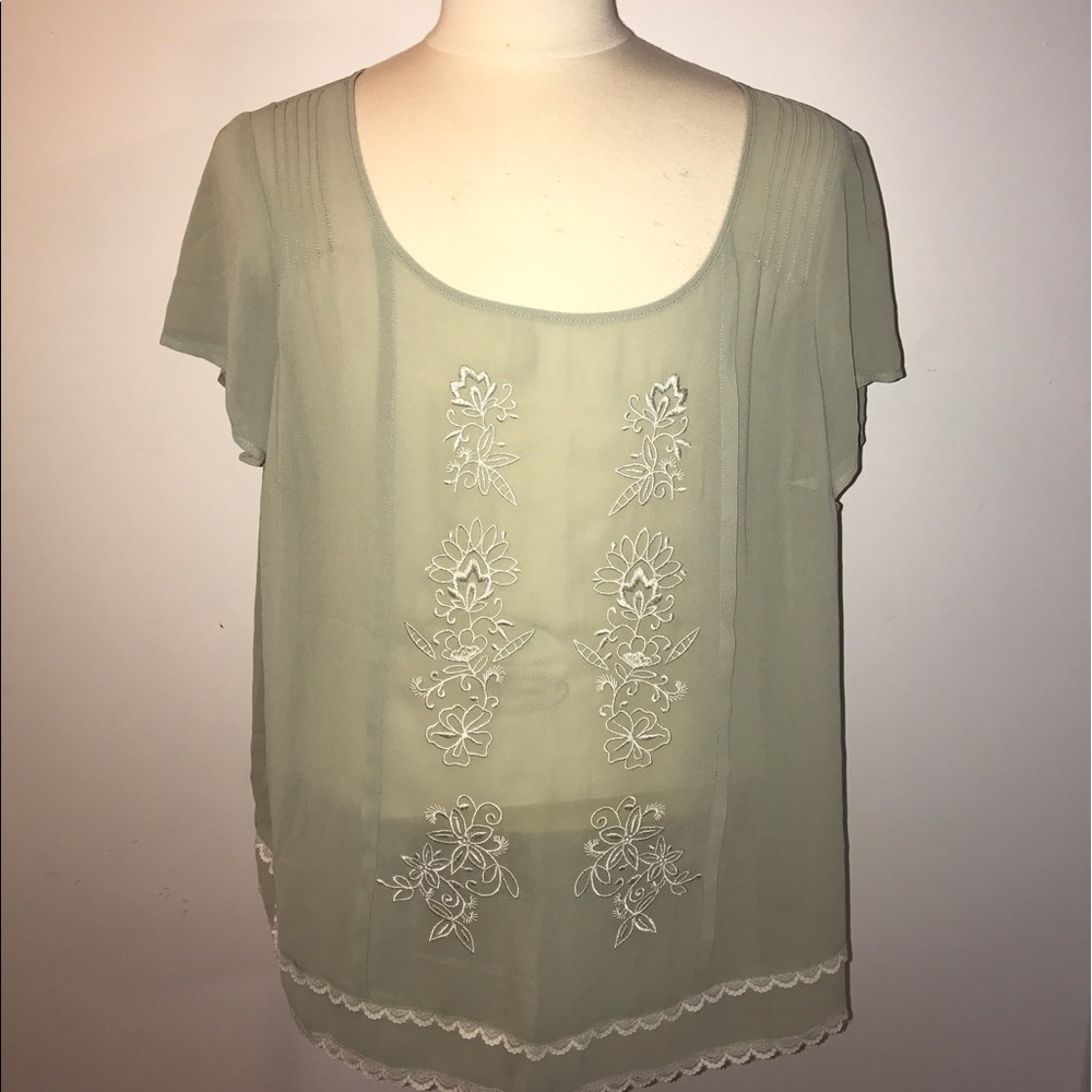 NWT Torrid chiffon blouse with embroidery & lace - Picture 1 of 8
