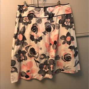Black, white and pink flowered swing skirt