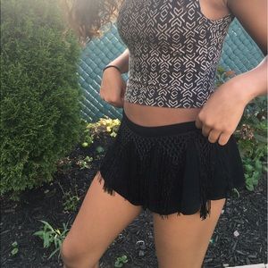 Tobi fringe black tassel shorts