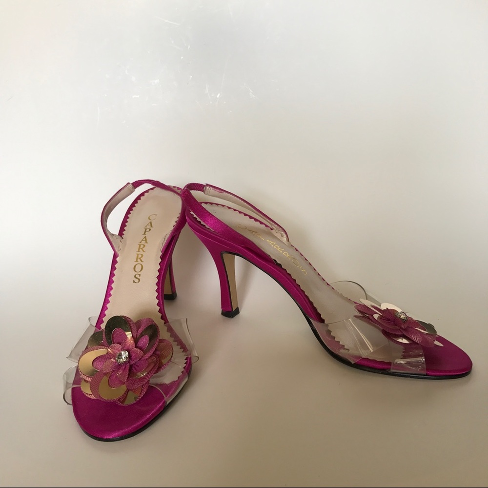 Caparros Fuchsia Heels with Silver Flower