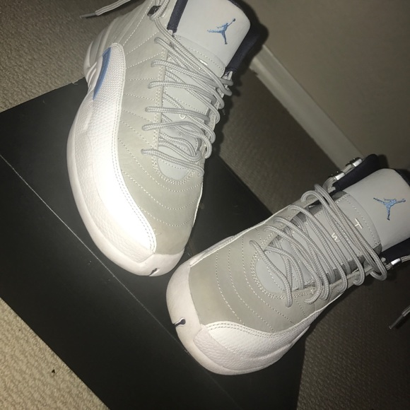 Jordan 12s unc white silver and blue
