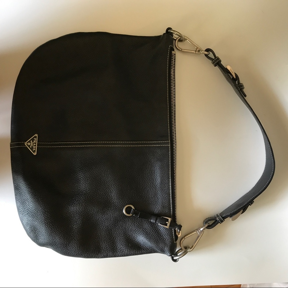 Prada Black Cowhide Leather Shoulder Handbag