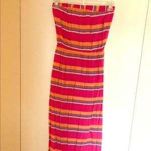 Splendid Pink & Orange strapless Maxi