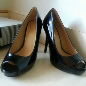 Black peep toe heels