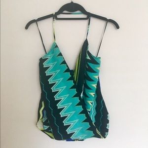 Zig zag print flowy halter top