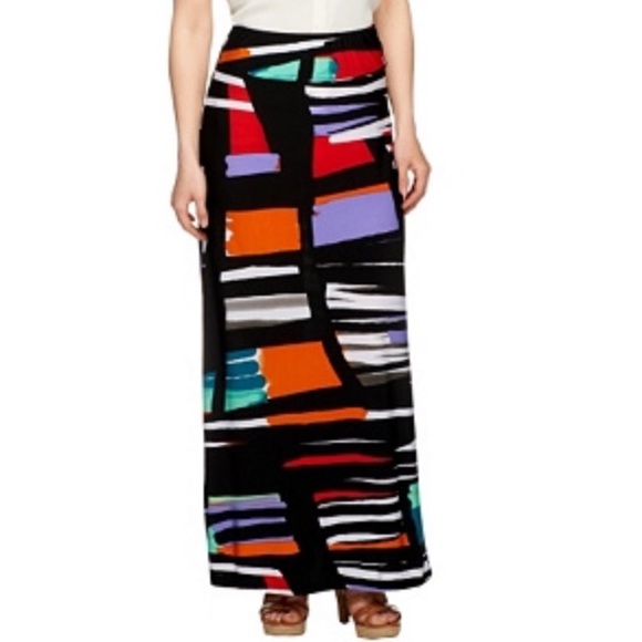 Clinton Kelly Petite Printed Knit Maxi Skirt - Picture 1 of 1