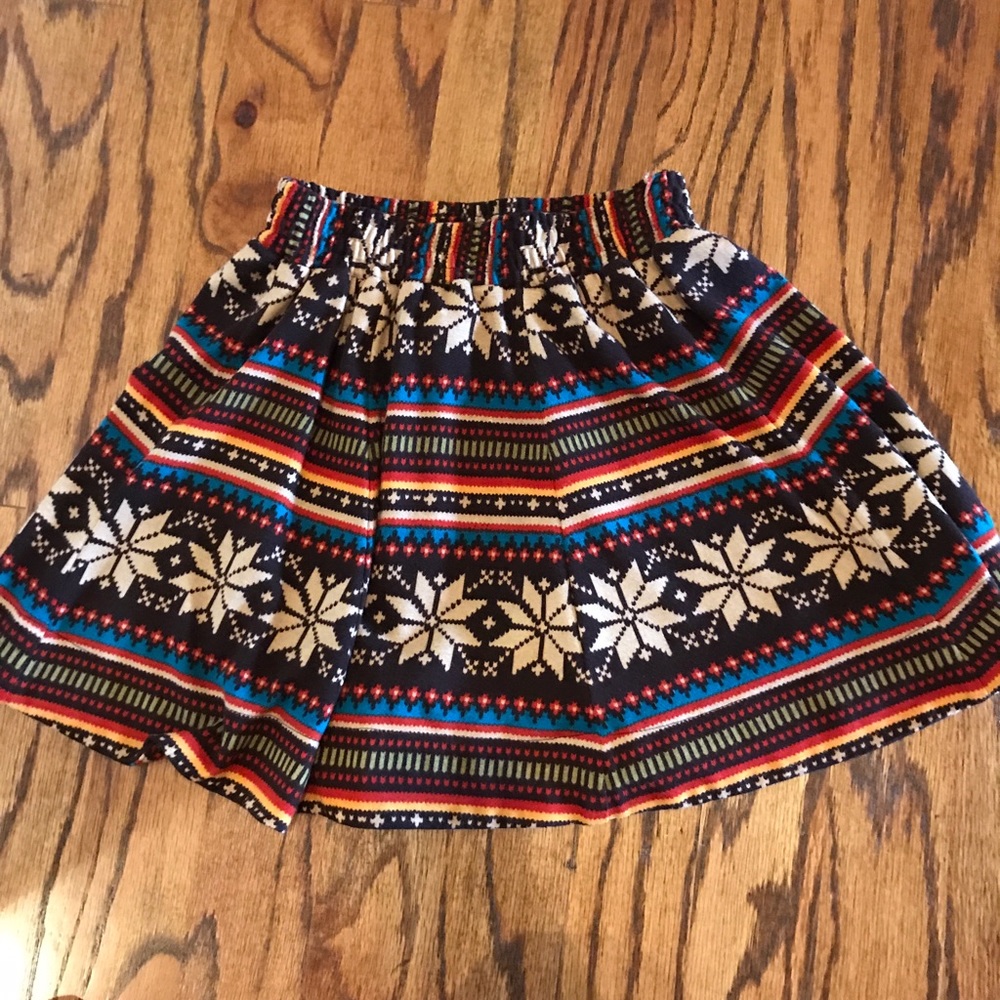 Fun holiday snowflake print skirt