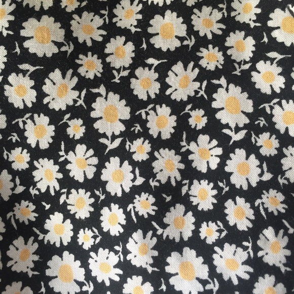 Black white yellow sunflower high waisted shorts - Picture 3 of 4