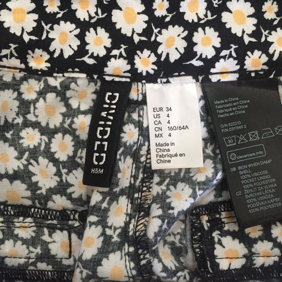 Black white yellow sunflower high waisted shorts - Picture 4 of 4