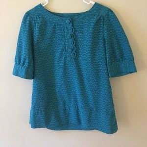 Blue button front blouse