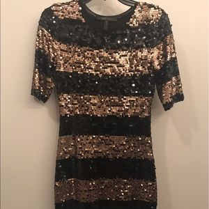 BCBG sequin gold & black dress, worn once!