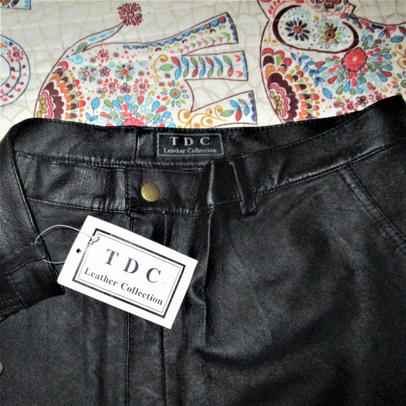 NWT Mens Black Leather Biker Pants - Picture 5 of 5