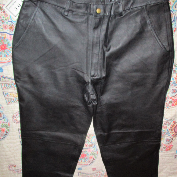 NWT Mens Black Leather Biker Pants - Picture 2 of 5