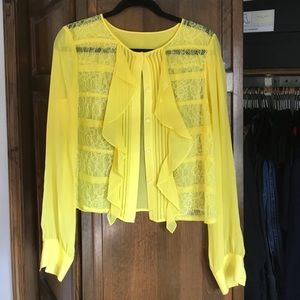 BCBG Lace Detail Button Up Blouse