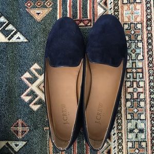 J.CREW navy blue suede loafers size 8