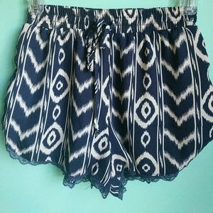 White/Navy Blue laced shorts