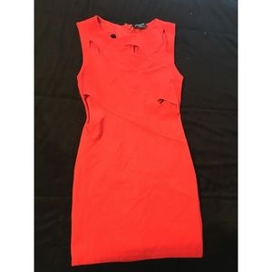 Bebe Cutout Dress in Fiery Red