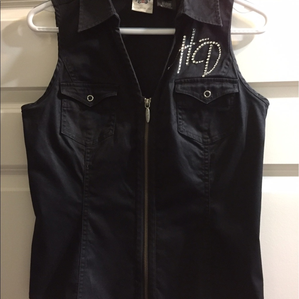 Harley Davidson zipper sleeveless shirt small