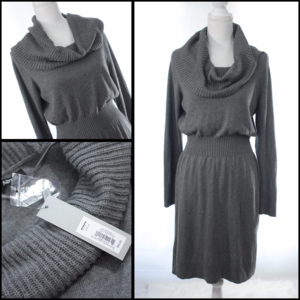 SOLD Sweater Dress Long Sleeve Cowl Neck Gray Plus