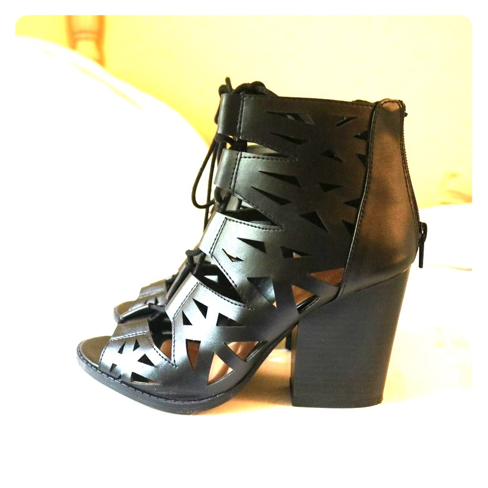 Black Lace-up Booties