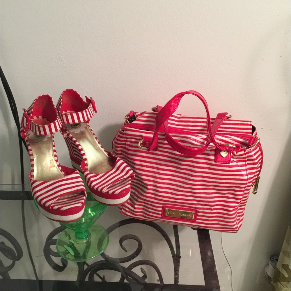 Red & White handbag and shoes