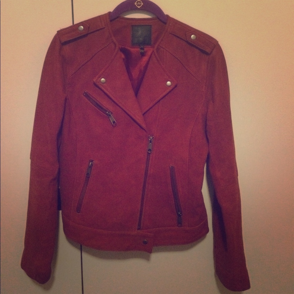 Like new $880 Joie suede red leather jacket Small
