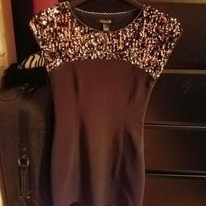 black dress with sparkle shoulders