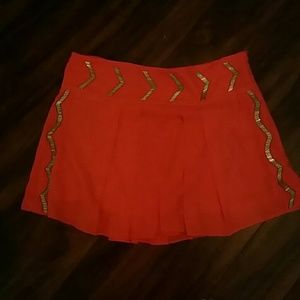 Coral pleated skirt