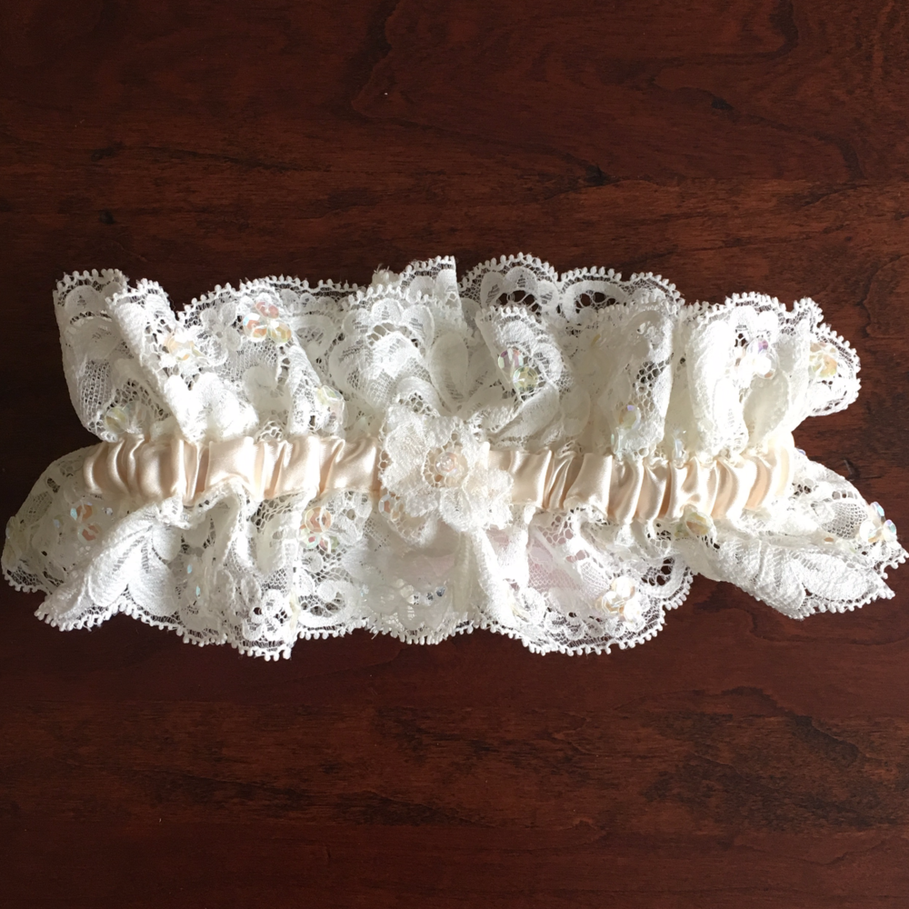Victoria's Secret Ivory Lace, Silk, Sequin Garter