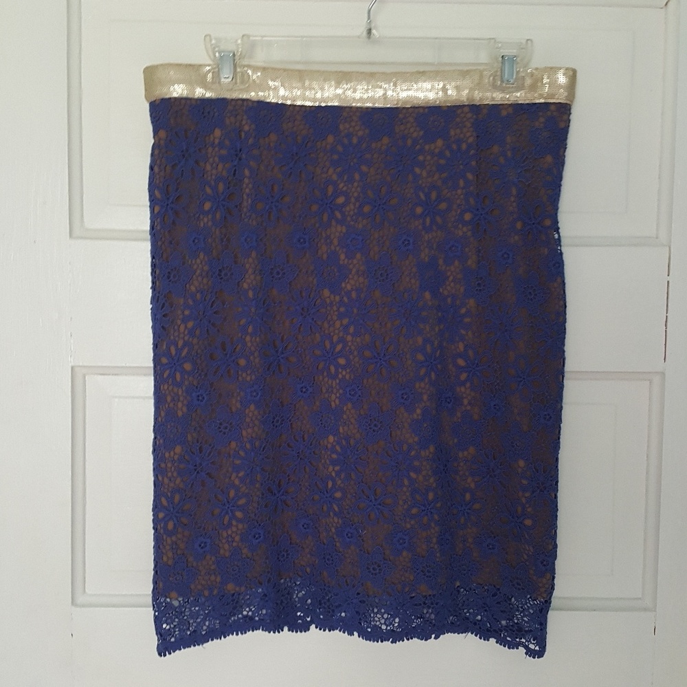 C. Luce floral lace pencil skirt