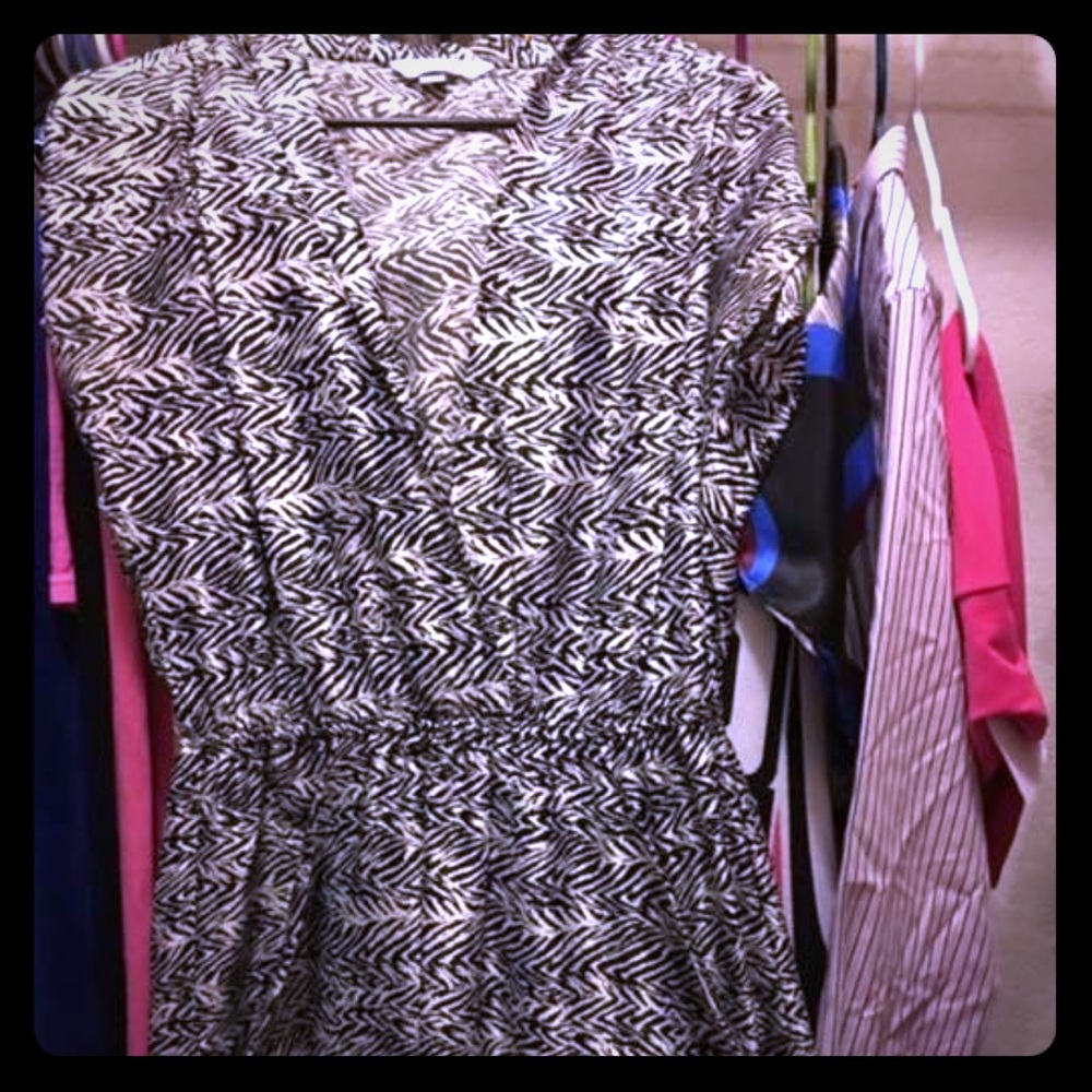 Zebra print silk shirt dress