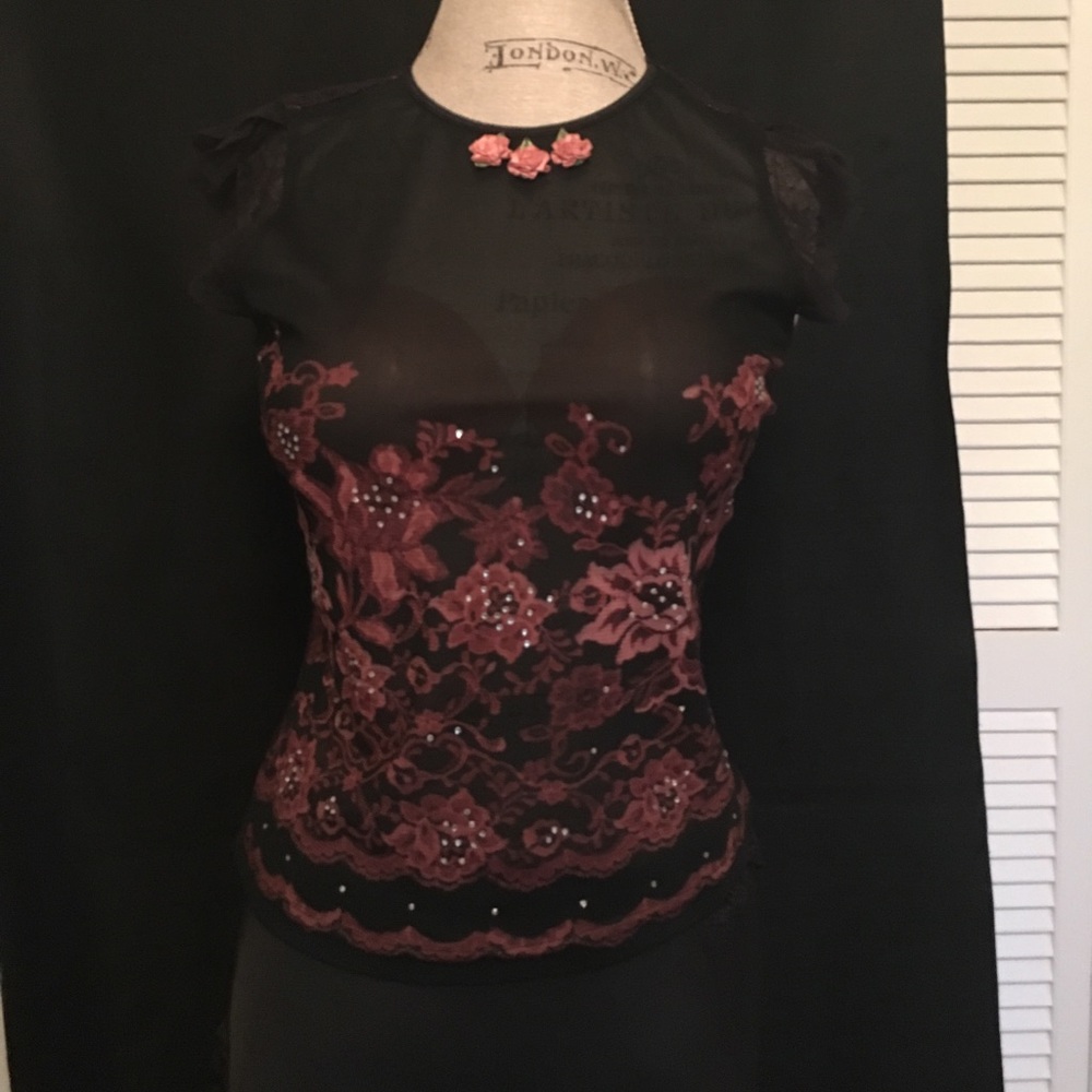 Darling Black Lace Embellished Blouse